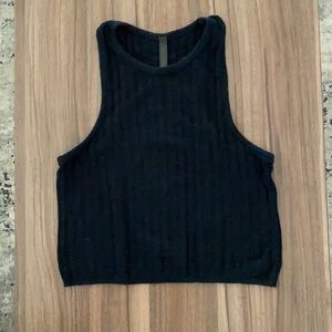 black sweater crop top